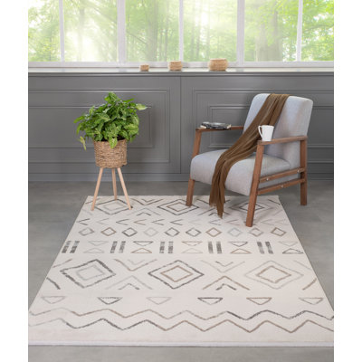 Tapis géométrique tissé à la machine 6 pi 7 po x 9 pi 6 po Sweetwater