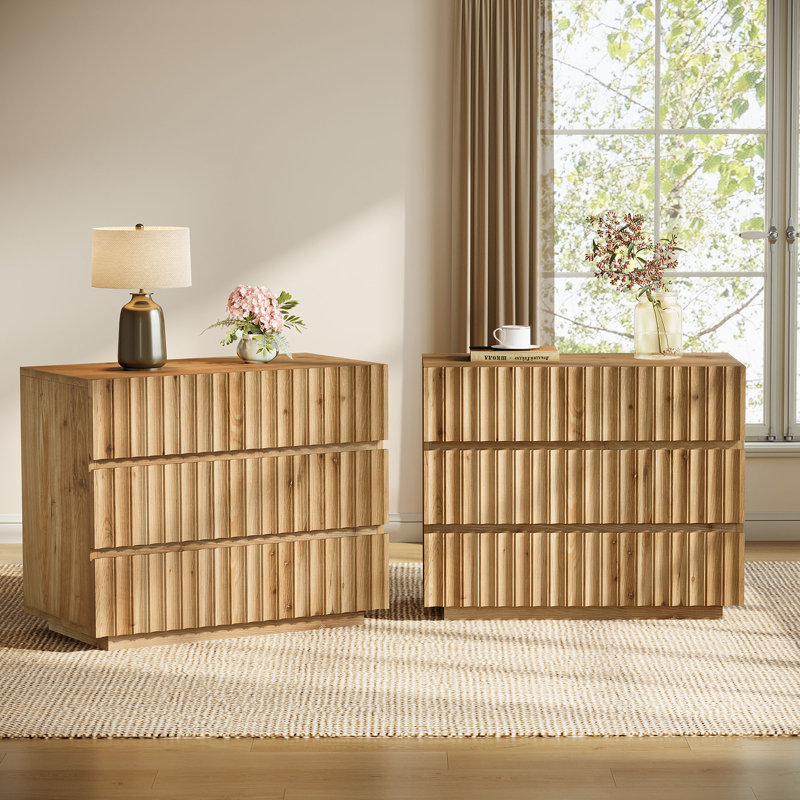 Table de chevet surdimensionnée en bois massif, Set of 2