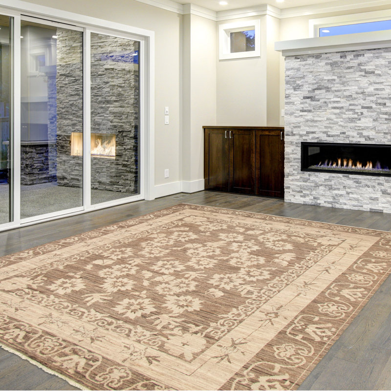 Tapis unique en laine noué à la main de style nouvel âge 18 / 20e de 8 pi 6 po x 9 pi 7 po brun pako