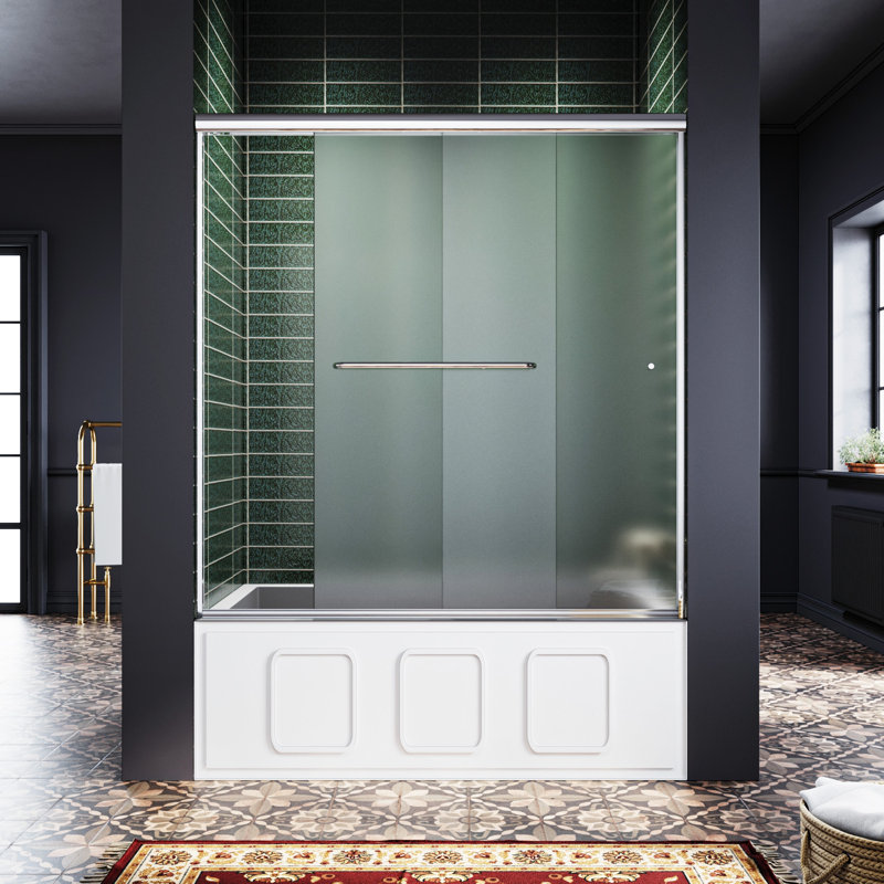 57.5-60” W X 57.4” H Semi-Frameless Tub Door, Chrome