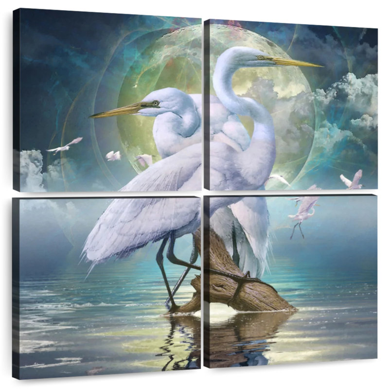 Brampt Celestial Egrets I, 18" H x 18" W