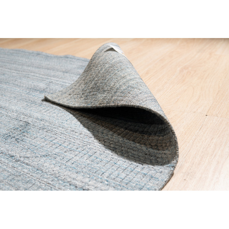 Tapis transitionnel vert en laine fabriqué à la main Newbrook, Rectangle de 10 pi x 14 pi