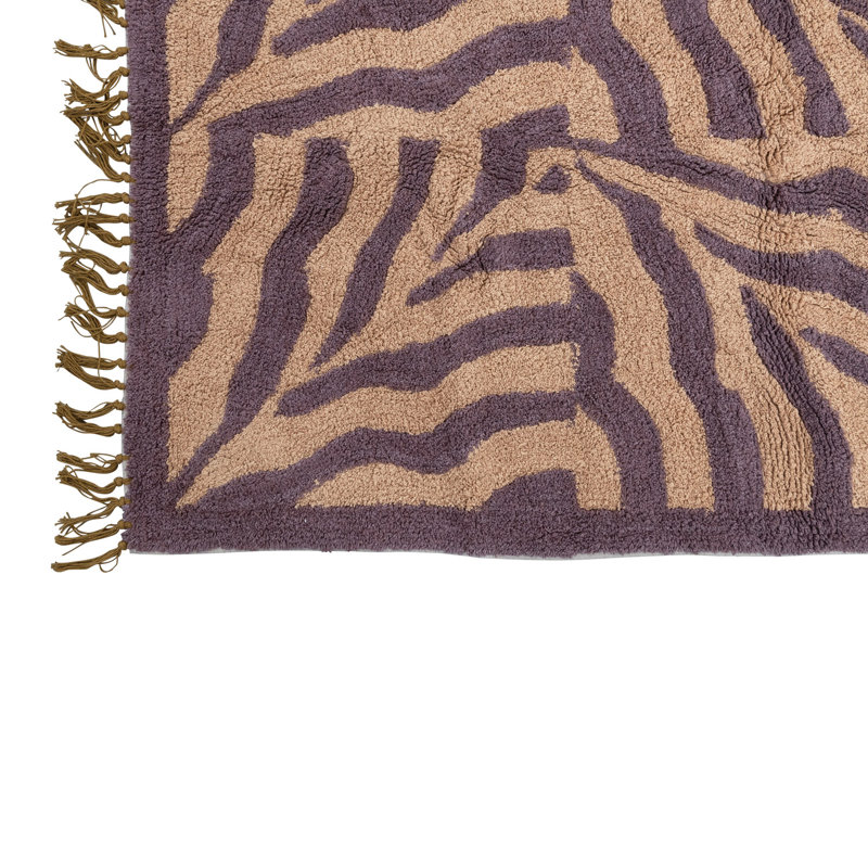 Cotton Tufted Print Rug with Fringe