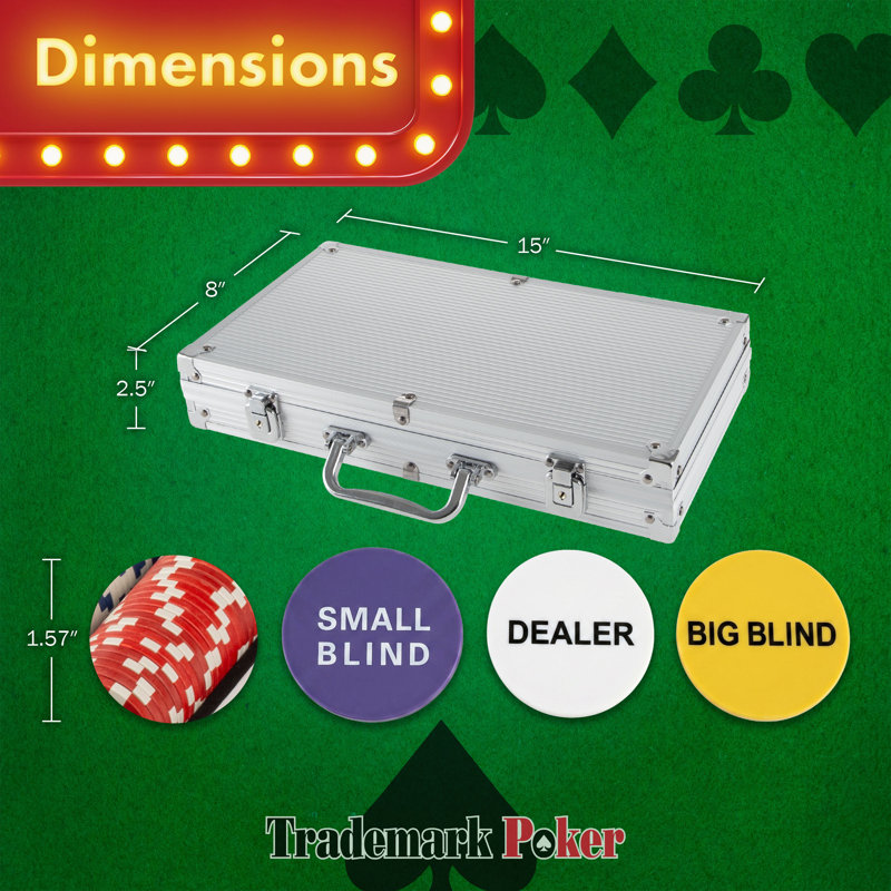 Ensemble de jetons de poker - ensemble de poker 11,5 g avec cartes, boutons, étui de transport et 300 jetons de poker pour les jeux de Texas Hold'em et de Blackjack 