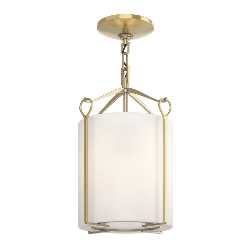 Plafonnier semi-encastré Bow 1 lumière, Blanc opale, Laiton moderne