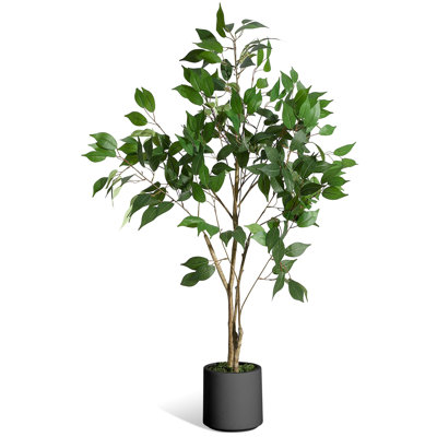 Ficus artificiel d'intérieur, plante en fausse soie avec tronc de bois réaliste et fruits, grand décor de bureau en pot pour la maison, le salon, la plante d'intérieur moderne