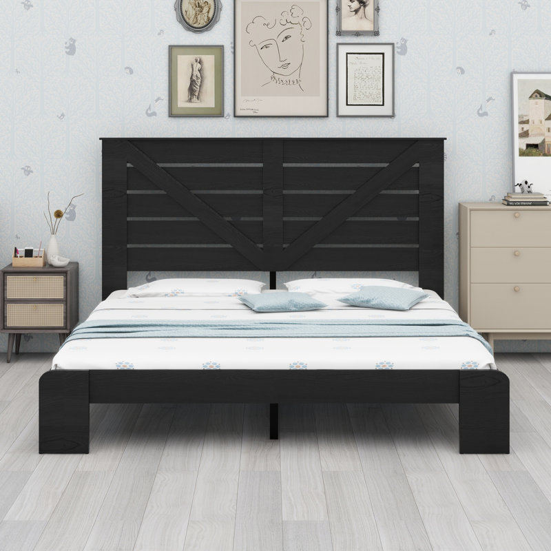 Tête de lit, tête de lit plateforme, grand rangement sous le lit, Très grand, Noir