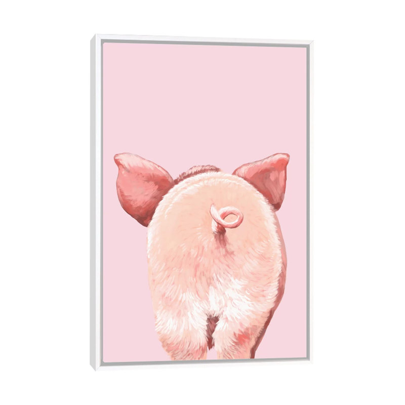 Art de cochon, H 40 po x l 26 po x P 1,5 po, Toile blanche encadrée