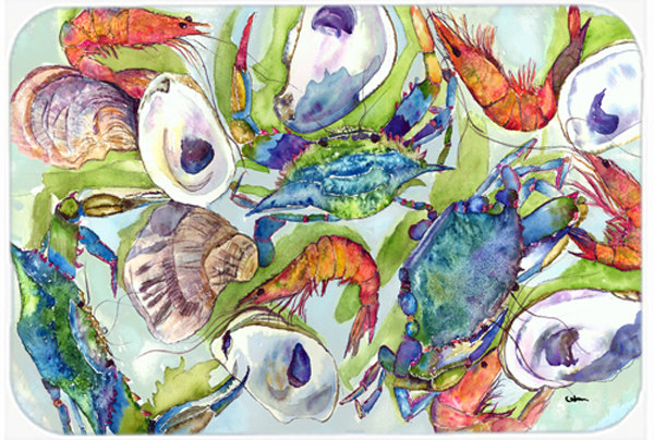 Crab and Shrimp Rectangle Glass Cutting Board