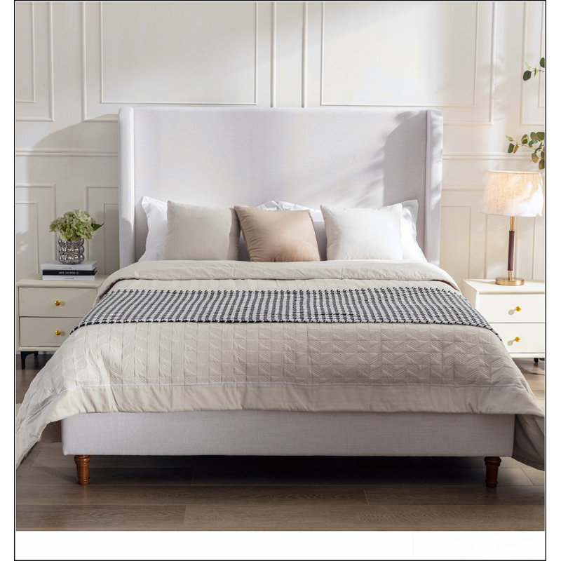 Tall Headboard Upholstered Bed / 54" High Headboard / Elegant Simplicity / No Box Spring Needed /