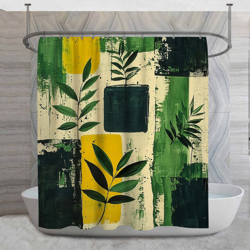Rideau de douche Green Leaves - Nature Modern Decor, H 73 po x l 70 po
