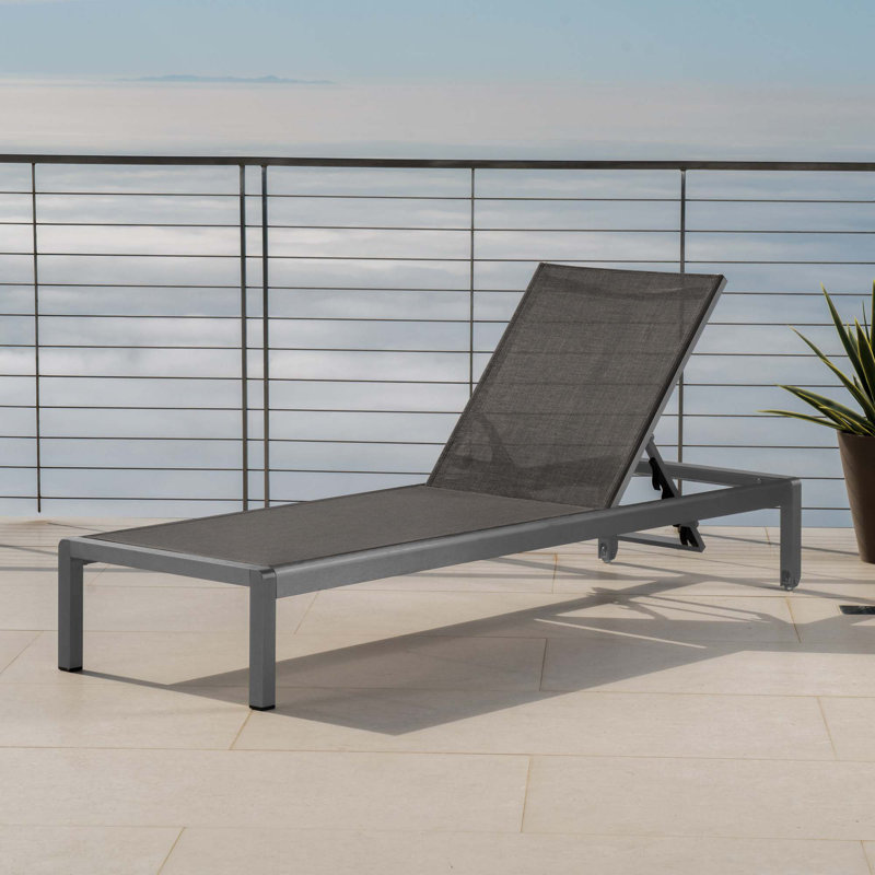 Chaise longue tendance pour l'extérieur, Gris, 1, H 11,8 po x l 77,5 po x P 25,25 po