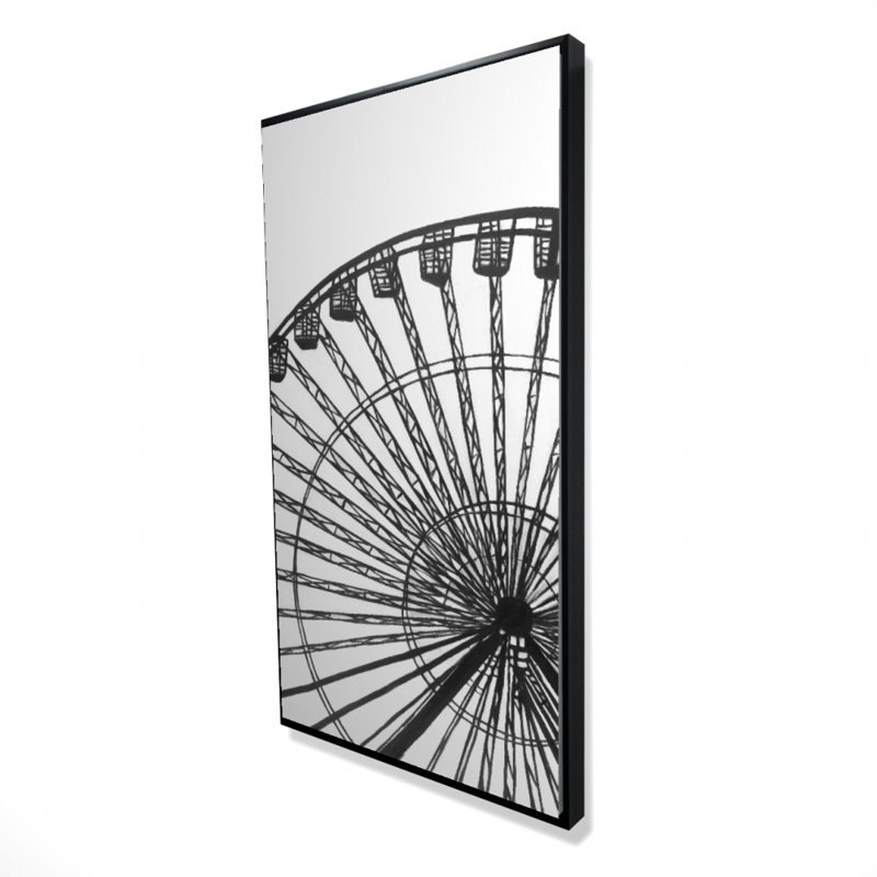Monochrome ferris wheel - 24"x48" Framed canvas