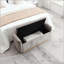 Banc de rangement 49 po en chenille avec charnière de sécurité, base en métal doré et structure en bois-133331875-133331878