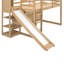 Lit mezzanine simple en bois avec glissoire, tablettes de rangement et rampe d'escalade, couleur bois-1865905401