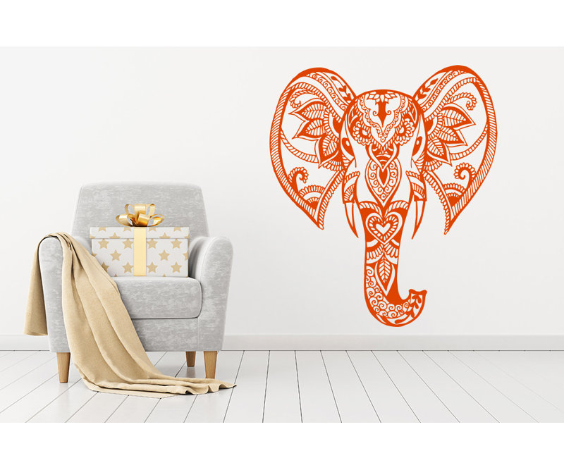 Décalcomanie murale éléphant mehndi Yatton, Orange