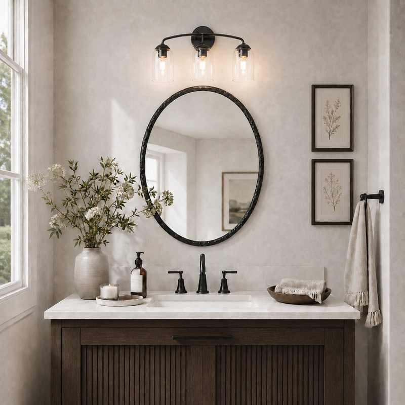 Modern 3-Light Dimmable Vanity Light, Matte Black