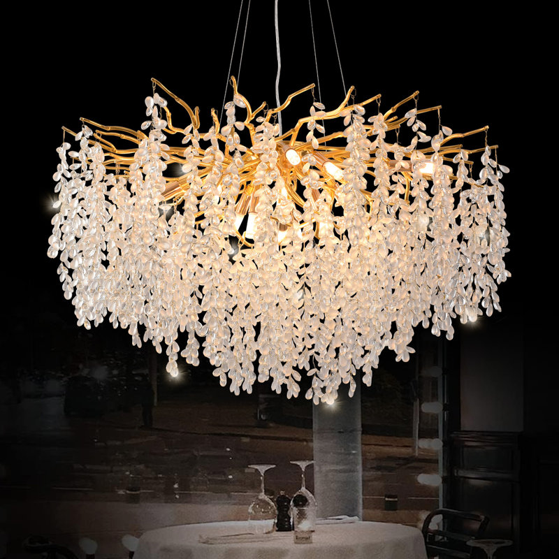 Akari Tree Branch Glass Art Grapes Chandelier Lighting, 20'' H x 24'' W x 24'' D