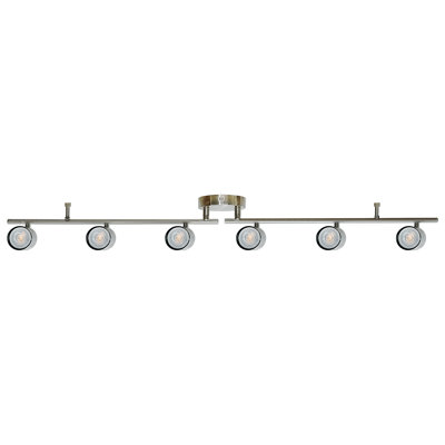 6-Head Track Lighting Fixture, Brushed Nickel Finish, Modern Design, Dimmable GU10 Bulbs (5W, 500LM, 3000K), cETL Certified, 1-Year Warranty, Easy Installation