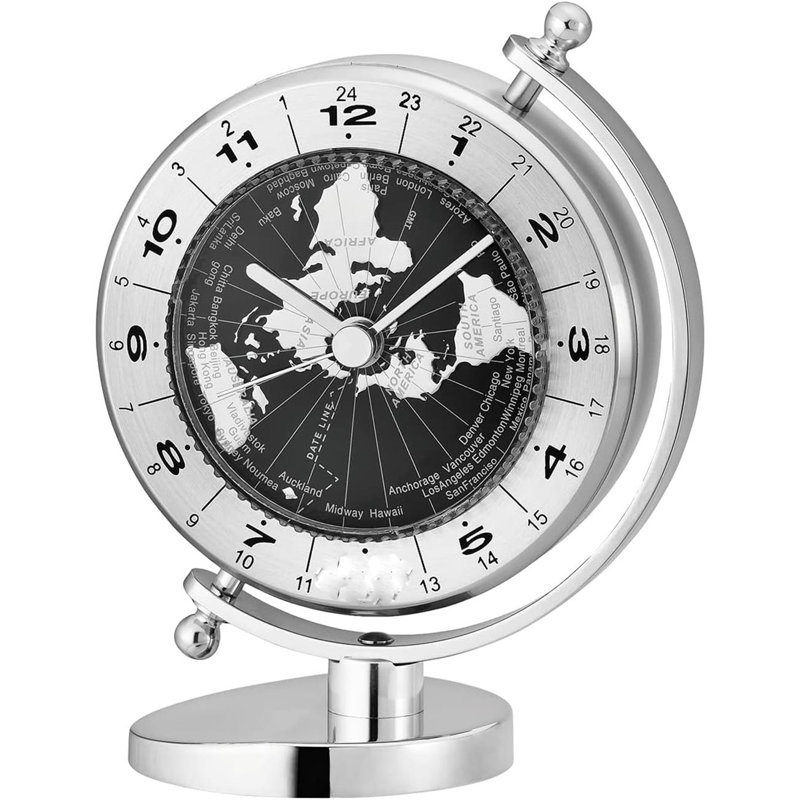 Silver Globe Desk And Clock