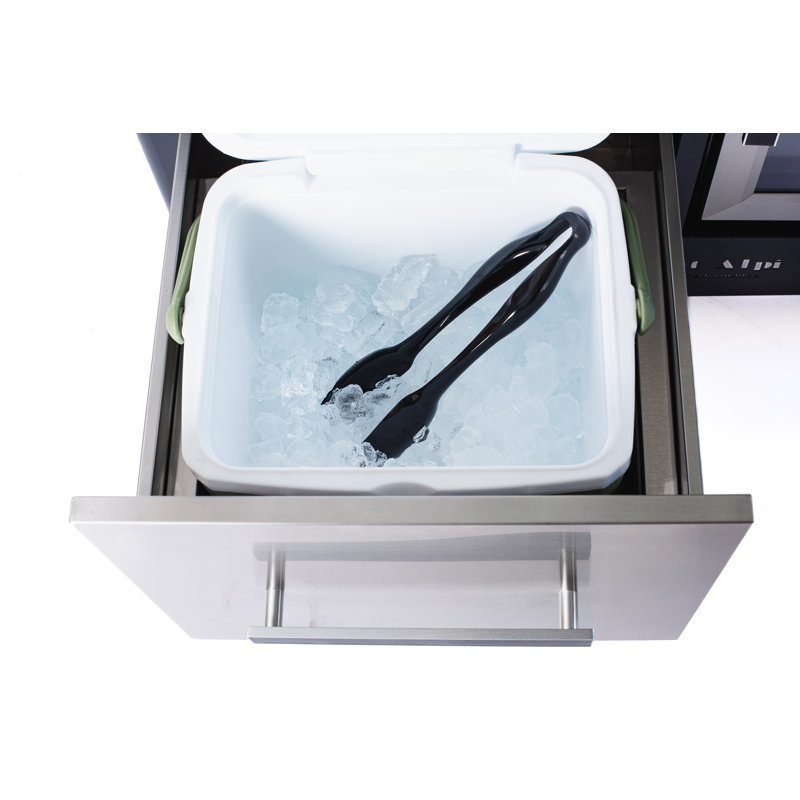 Mont Alpi Outdoor Bar Patio Island Kitchen Mobile Bar Prep Cart Station + Compact Refrigerator