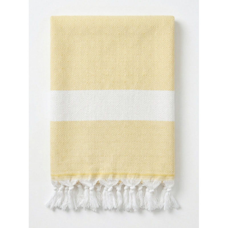 Serviette de plage jaune en coton à rayures jaunes Charleston, Jaune