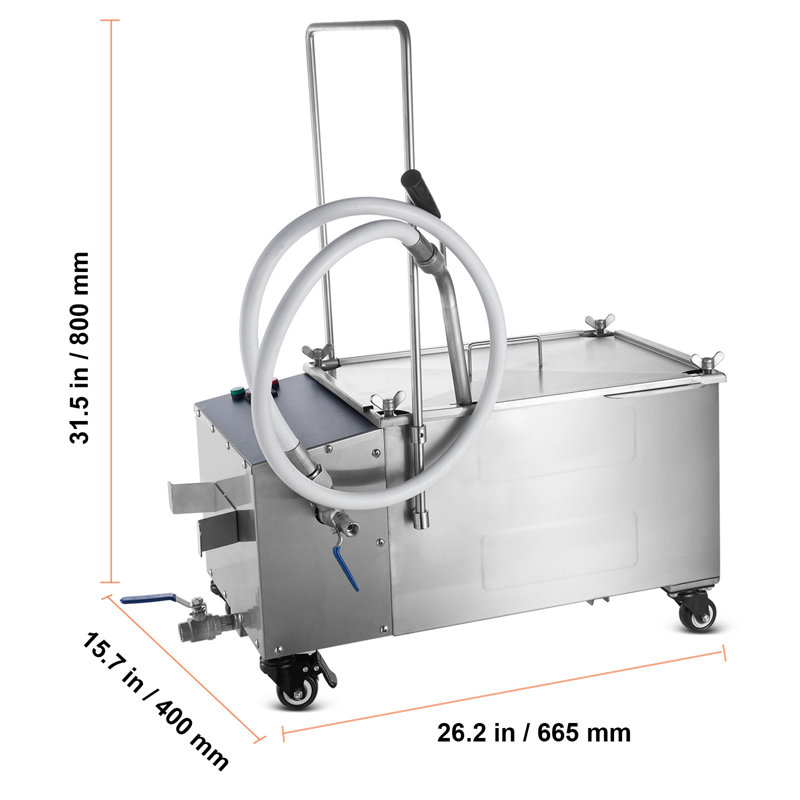 VEVOR Mobile Fryer Filter, 55L Oil Tank Capacity, Oil Filtration System, 31.5" H x 15.7" W x 26.2" D, 38L