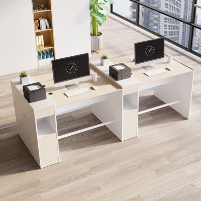 Poste de travail modulaire à hauteur de bar 4 personnes avec rangement et prises Okeysen, bureau debout pour bureau