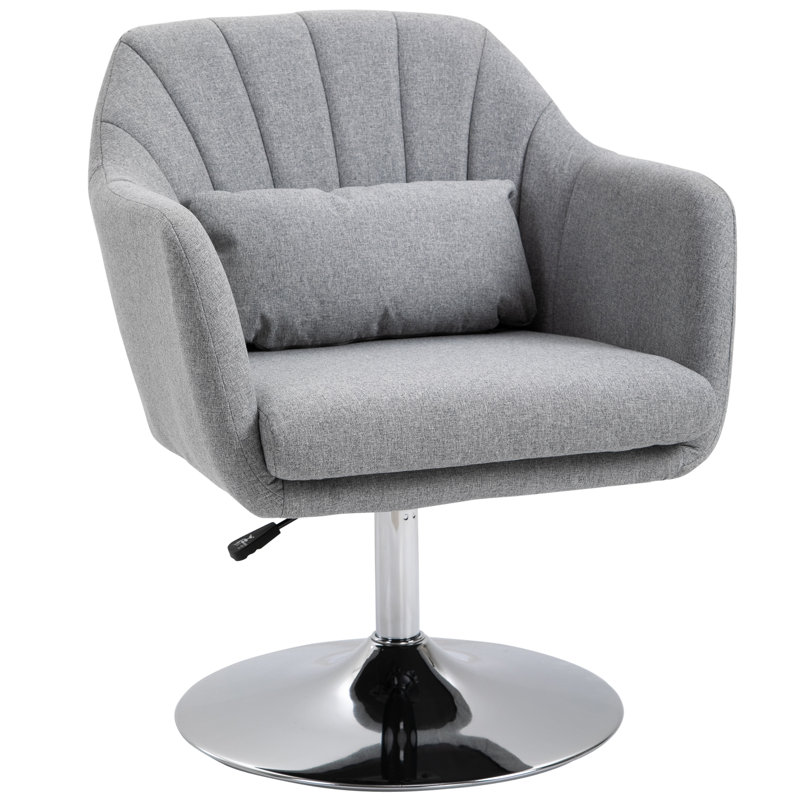 Twyman Upholstered Linen Swivel Armchair, Light Grey
