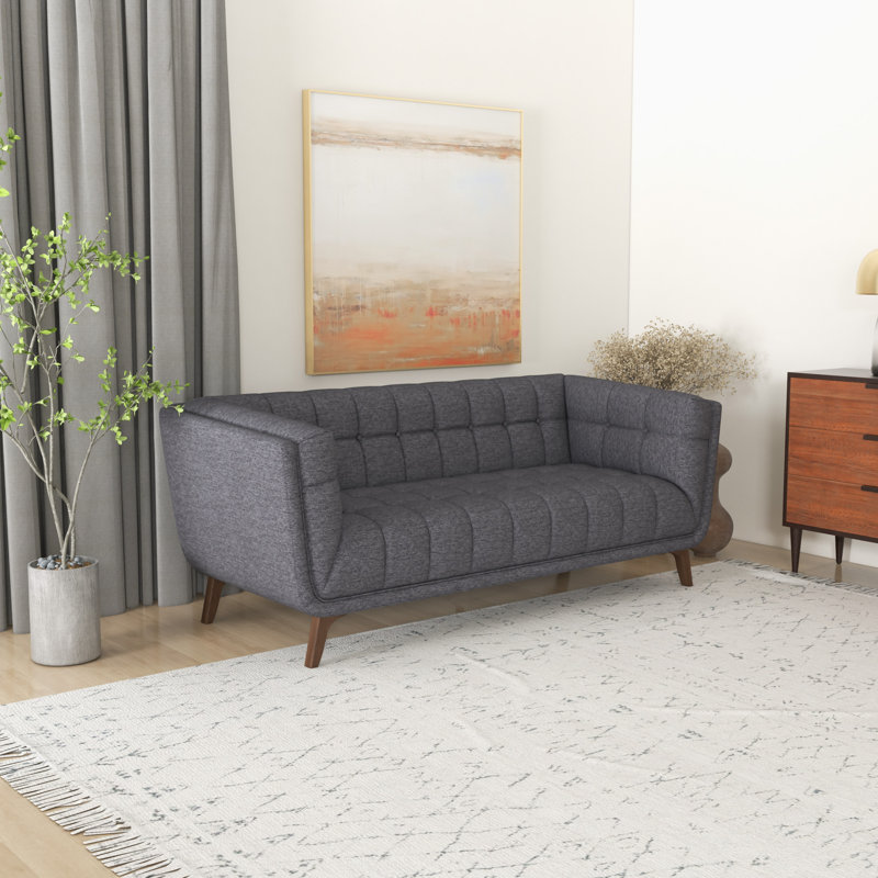 Canapé à accoudoirs évasés de 78 po Ardrie, H 30 po x l 78 po x P 35 po, 3, 100 % lin gris foncé