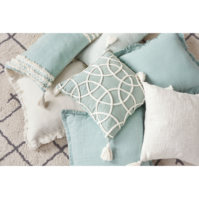 Lily Geometric Throw Pillow, Seaglass