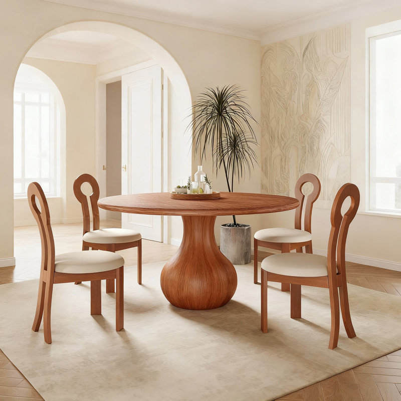 5PCS Solid Wood Dining Table Set with 4 Seats, 29.52"H x 47.24"L x 47.24"W