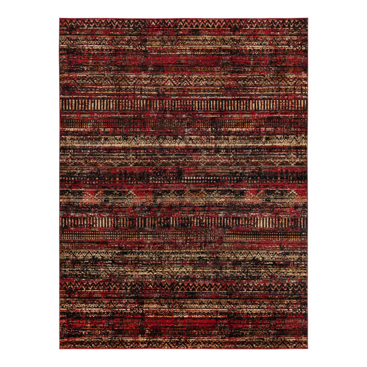 Blakely Geometric Area Rug in Burgundy/Brown/Black