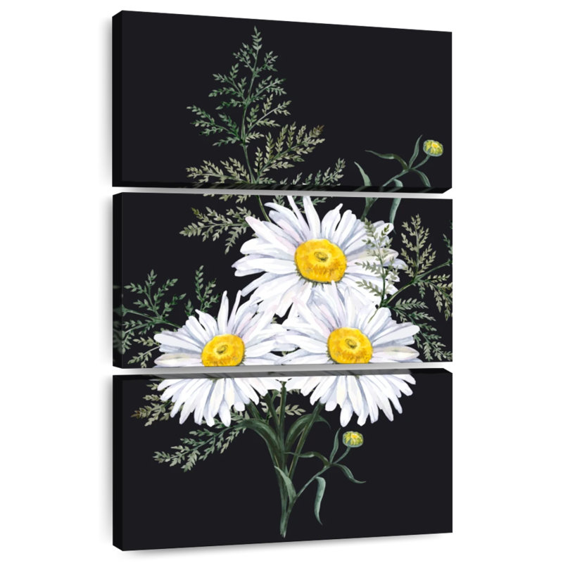 Harnek Daisy Bouquet sur fond noir, H 38 po x l 24 po