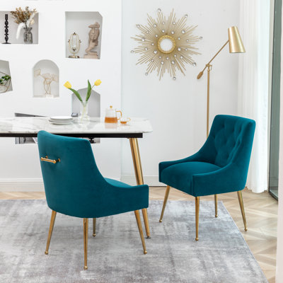Chaise d'appoint rembourrée en velours Mayreli