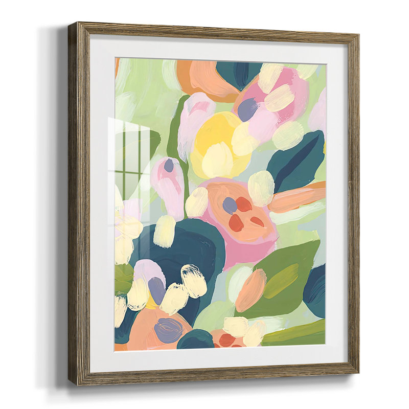 Brushy Tropics IV, reproduction encadrée, Papier avec cadre noyer, Blanc