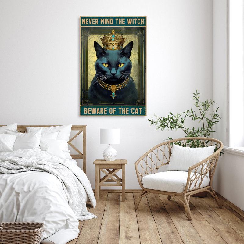 Méfiez-vous du chat noir, H 36 po x l 24 po x P 1,25 po