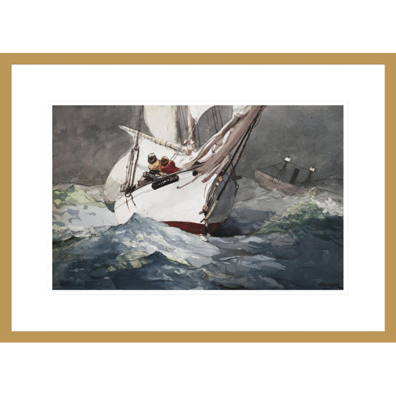 «Reefing Sails Around Diamond Shoals Cape Hatteras» par Winslow Homer, impression giclée encadrée, H 15,89 po x l 21,75 po