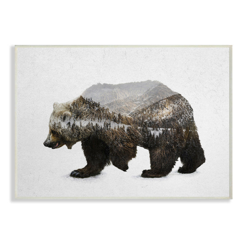 «Bear Silhouette Mountain Range Photographie» par Anna Dittman, impression, H 10 po x l 15 po x P 0,5 po, Plaque murale