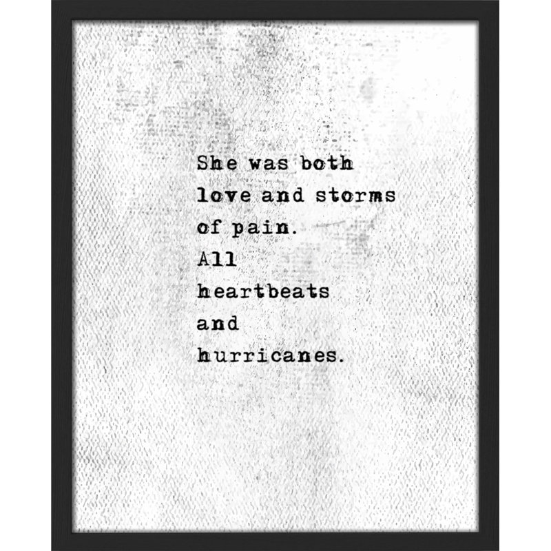 "She Was Love And Storms Of Pain" sur papier, Cadre noir, H 14 po x l 11 po