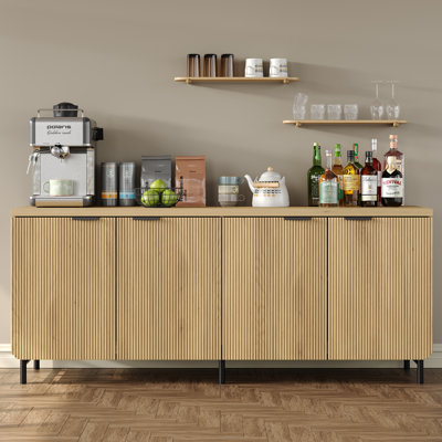 Lizabeta 66" Sideboard Buffet Cabinet with 4 Doors, Fluted Storage Cabinet for Dining Room and Living Room