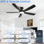 52 In. Black 5 Abs Blades Flush Mount Standard Ceiling Fan With Led Light And Remote