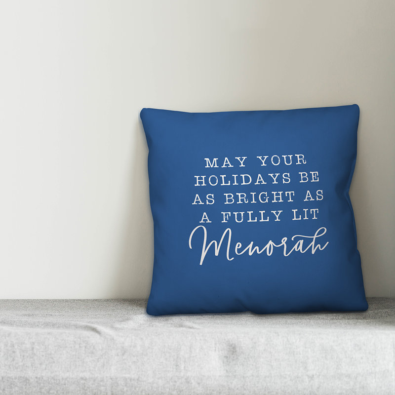  Housse de coussin entièrement éclairée Menorah, 16 po x 1 po, Polyester/ Bourre en polyester
