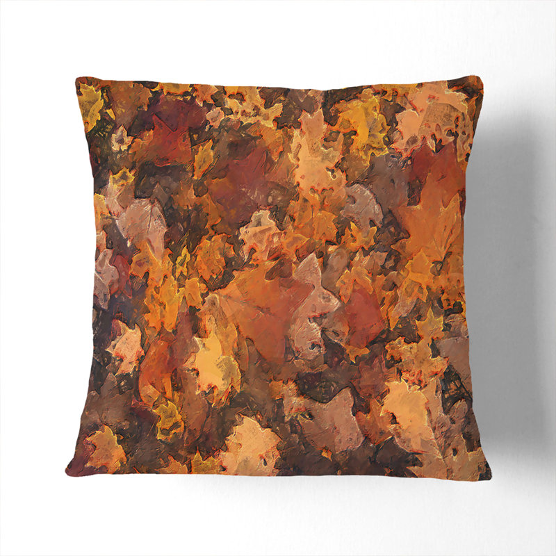 Fallen Leaves Cushion with Filling, 55cm H x 55cm W x 20cm D, Stone