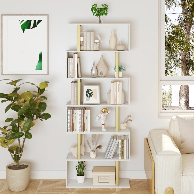188cm H x 70cm W Geometric Bookcase, White