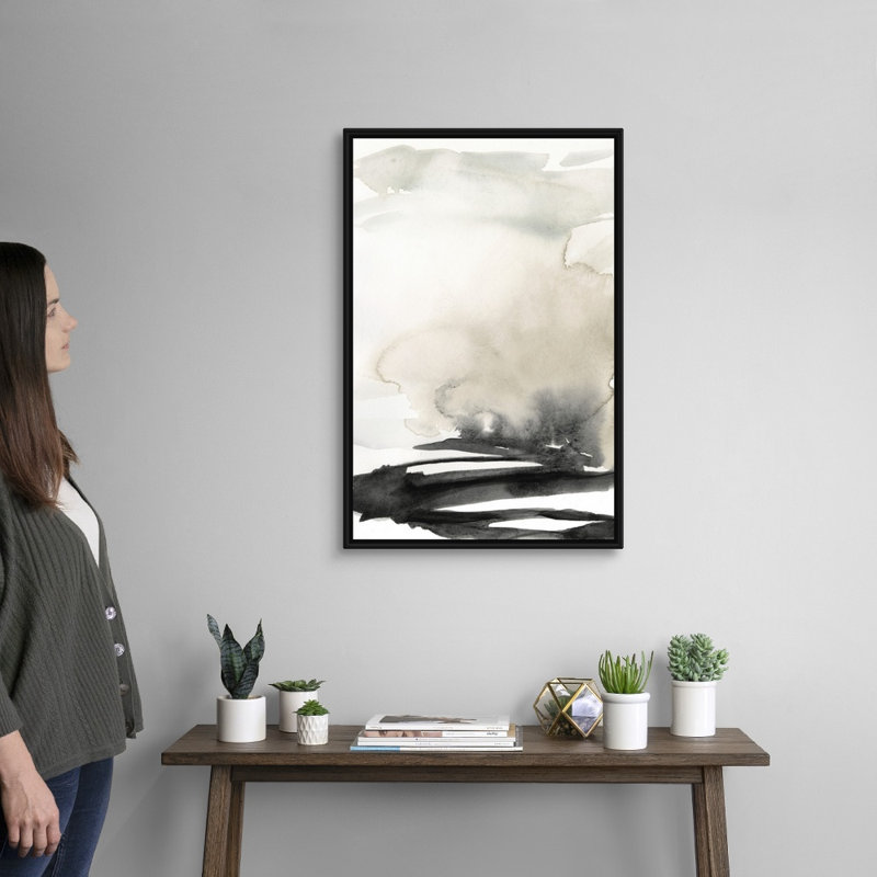 «Ebony Horizon Triptych I» par Jennifer Goldberger - reproduction d'art, H 32 po x l 22 po x P 1,75 po, Toile avec cadre noir