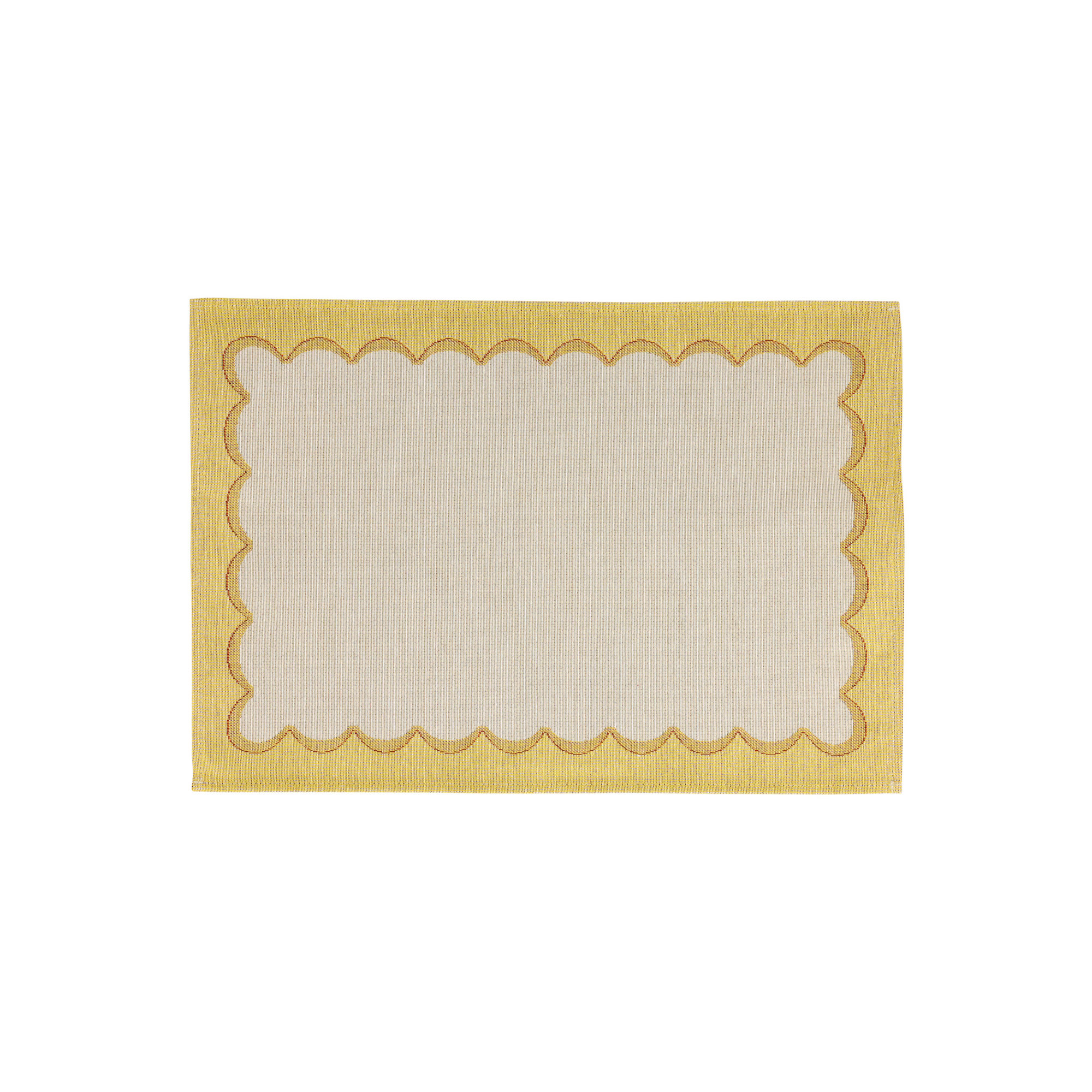 Tavola Scalloped Placemats - Set Of 4, Beige/Yellow