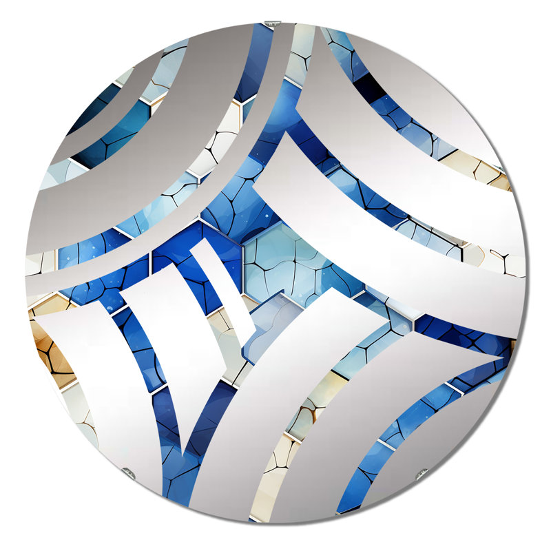 Miroir décoratif blanc et bleu Hexagons Dreams, 23,6 po x 23,6 po