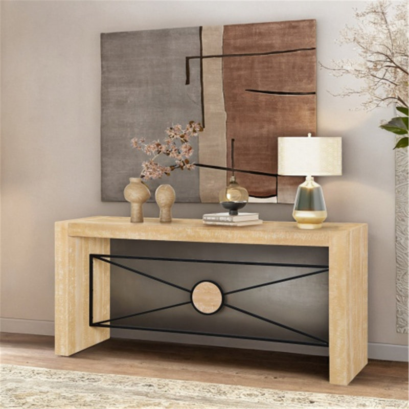 Versatile Rustic Console Table with Sturdy Construction and Thoughtful Details, Antique Natural