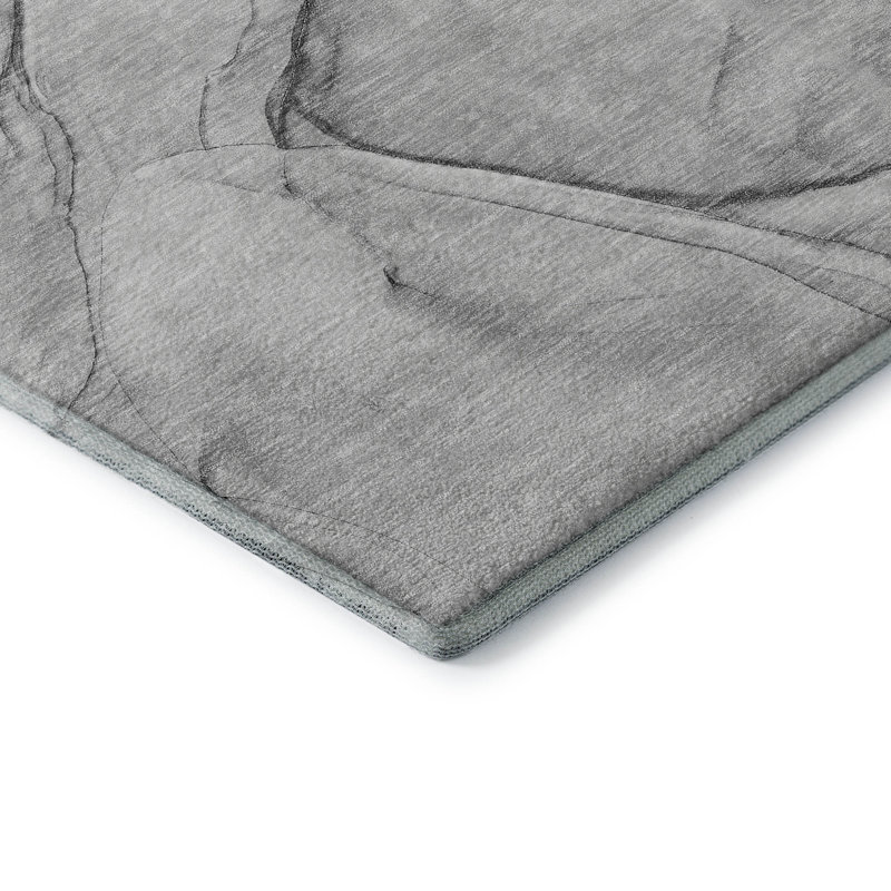 Premium Machine Washable Cerrito AMF502 Gray Rug, Rectangle 1'8" x 2'6"